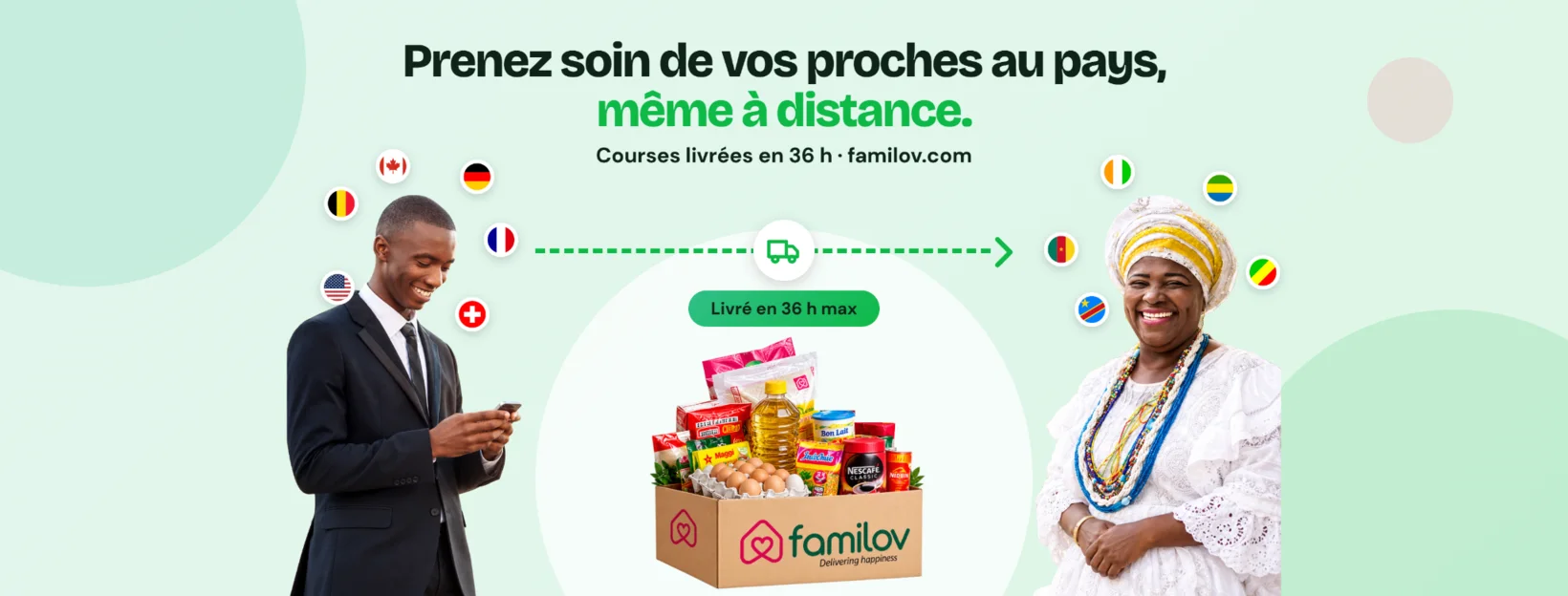 Familov - courses livrees aux proches au pays en moins de 36 h